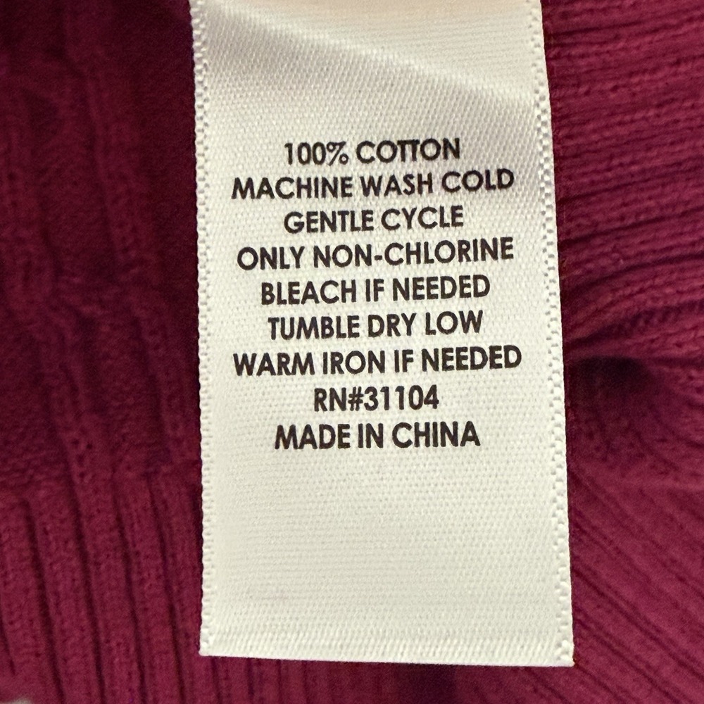 Kim Rogers Magenta Preppy Cable Knit Sweater Size M Soft Classic Collegiate New - Picture 7 of 7